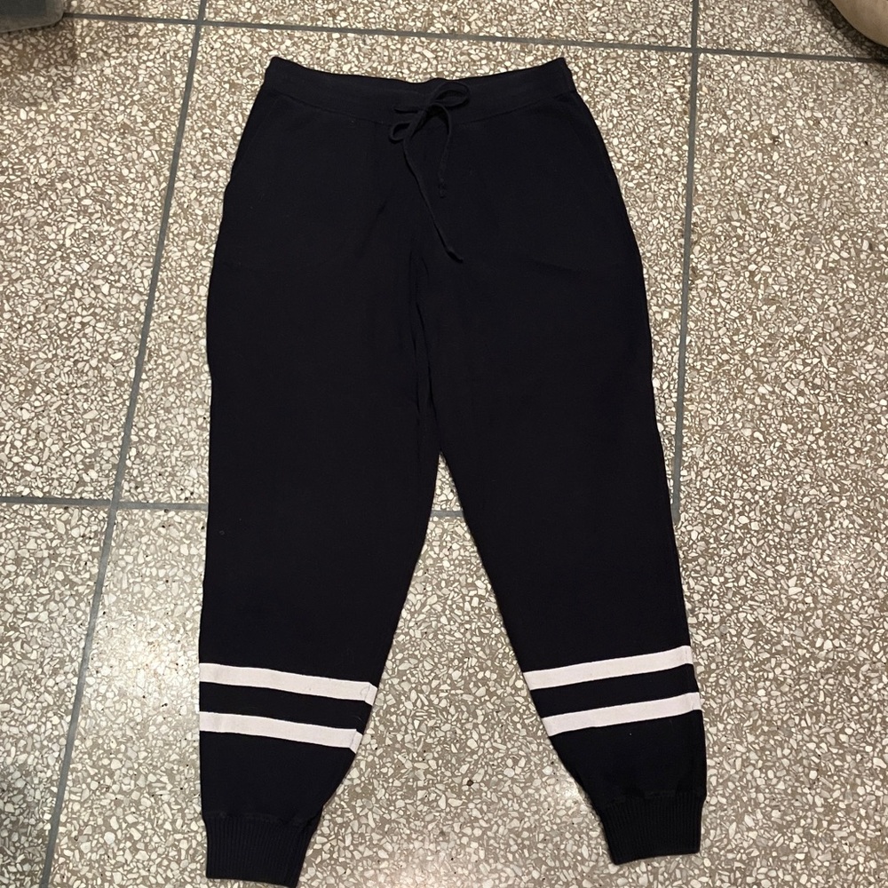 The Upside NavyJoggers with White Stripe Accents